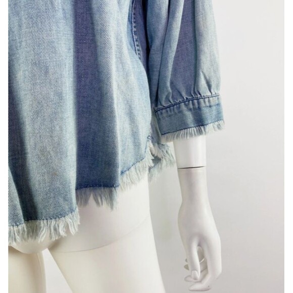Anthropologie Holding Horses Denim Chambray Fray Edge Top Small - Picture 5 of 12
